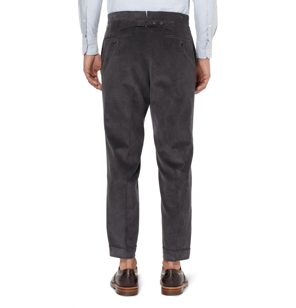 Thom browne Corduroy Trousers in Gray for Men | Lyst