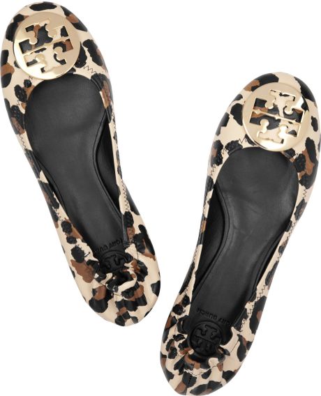 Tory Burch Reva Leopardprint Leather Ballet Flats in Animal (leopard ...