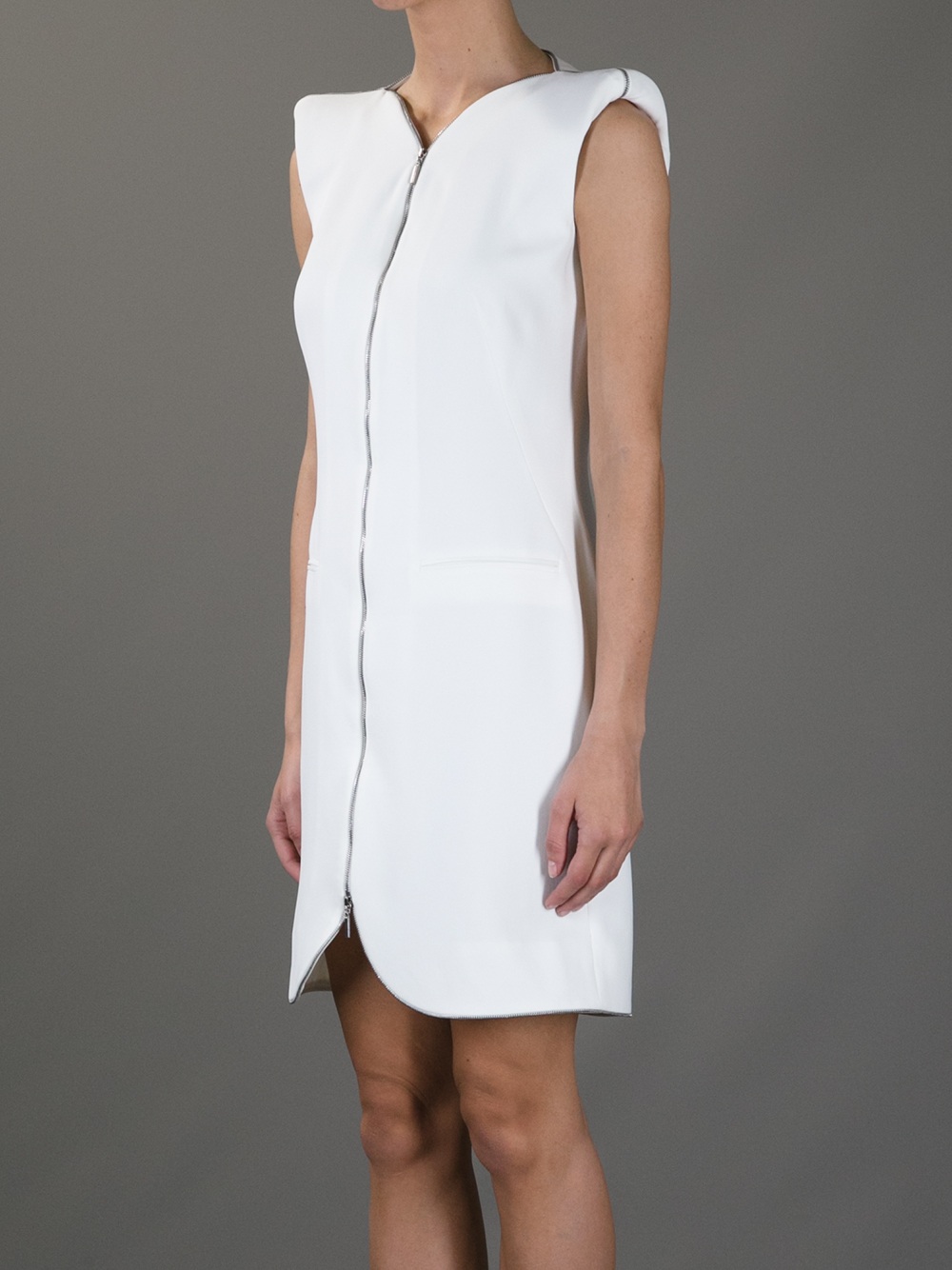 Alexander mcqueen Zip Detailed Dress in White Lyst