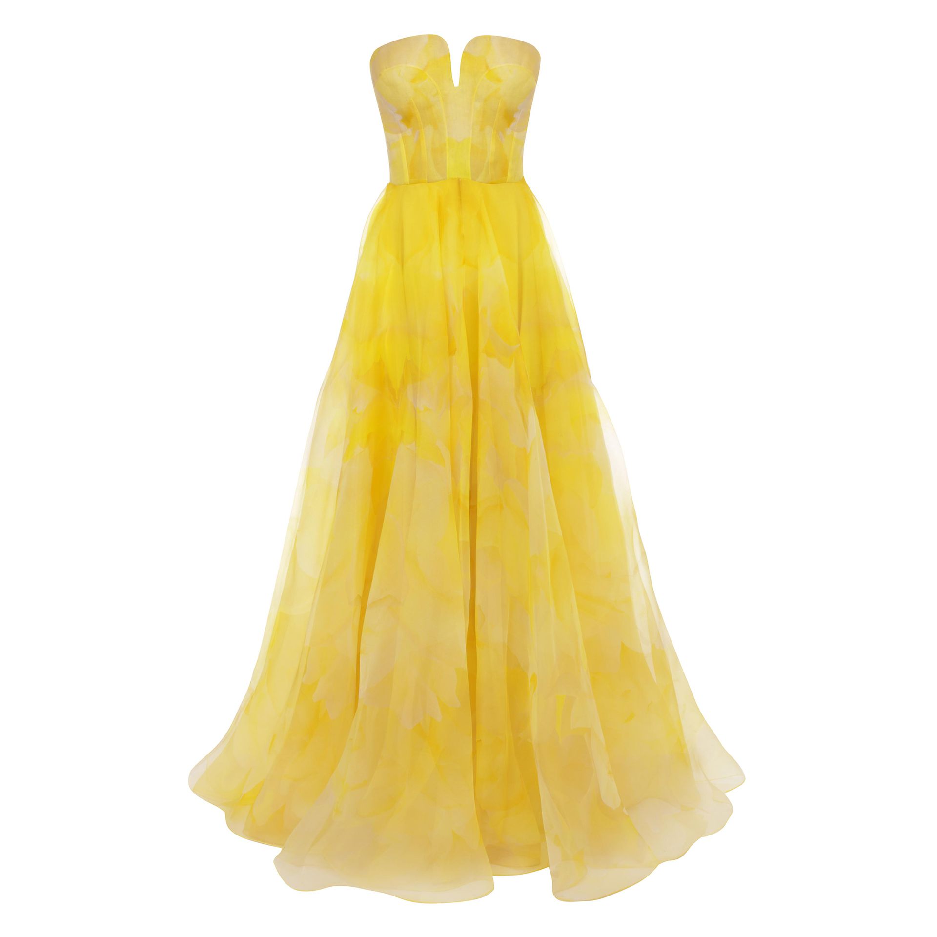 Lyst - Alexander mcqueen Poppy Print Organza Bustier Dress in Yellow