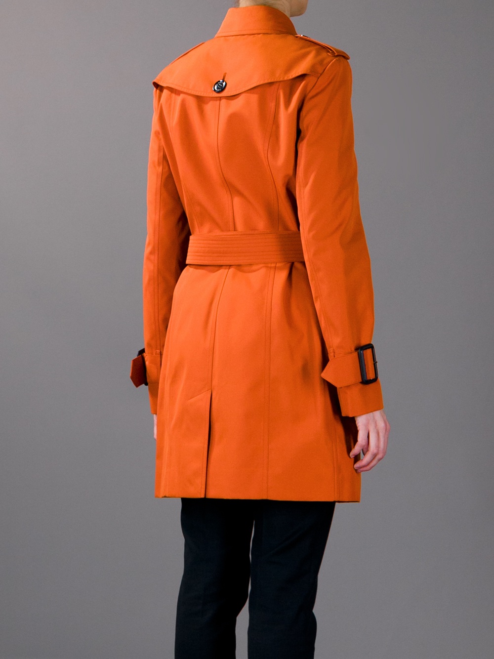 Burberry Double Breasted Trench Coat in Orange Lyst