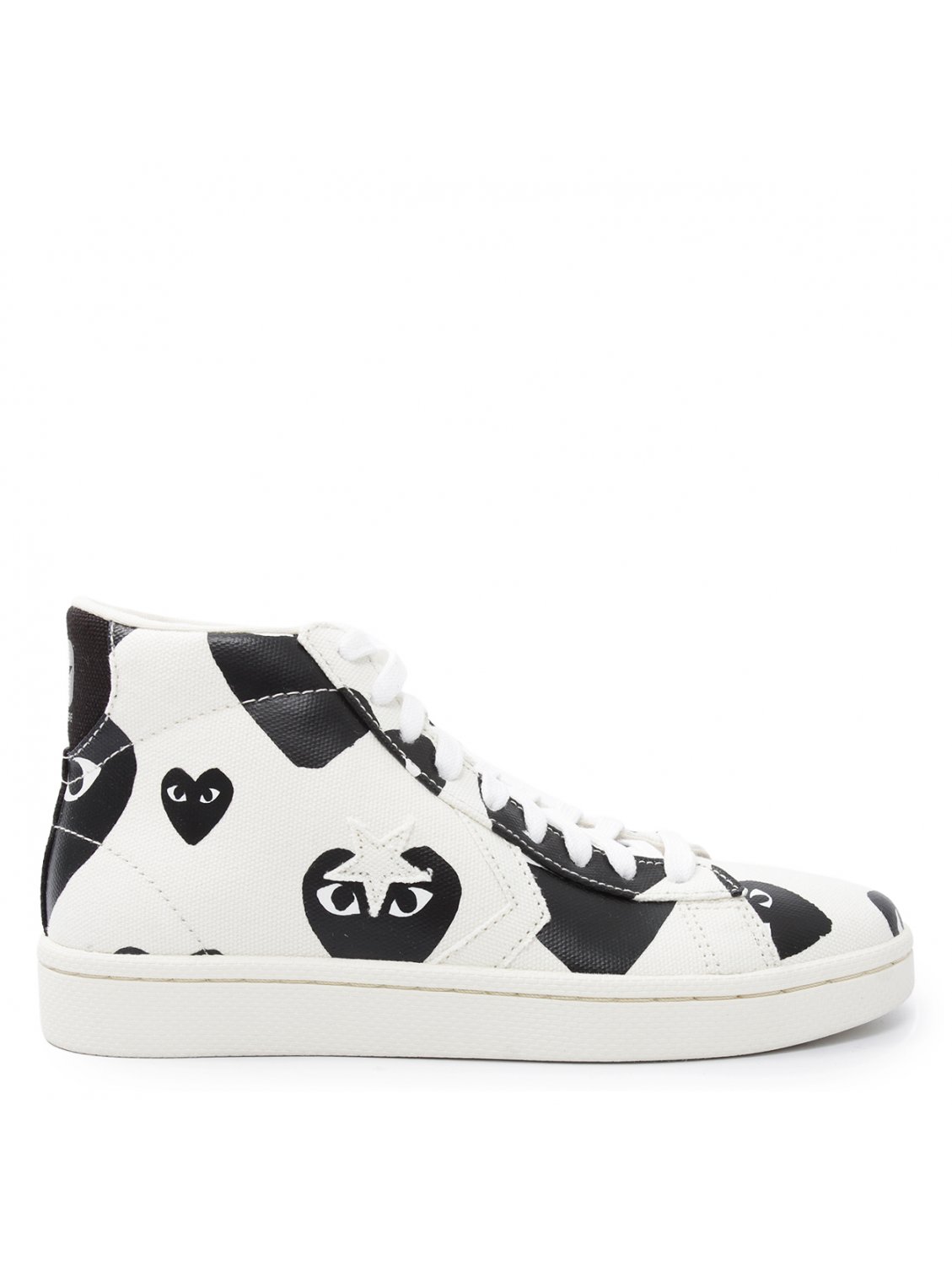 Comme des garçons Unisex Play Pro Leather Mid Trainers White in Black ...