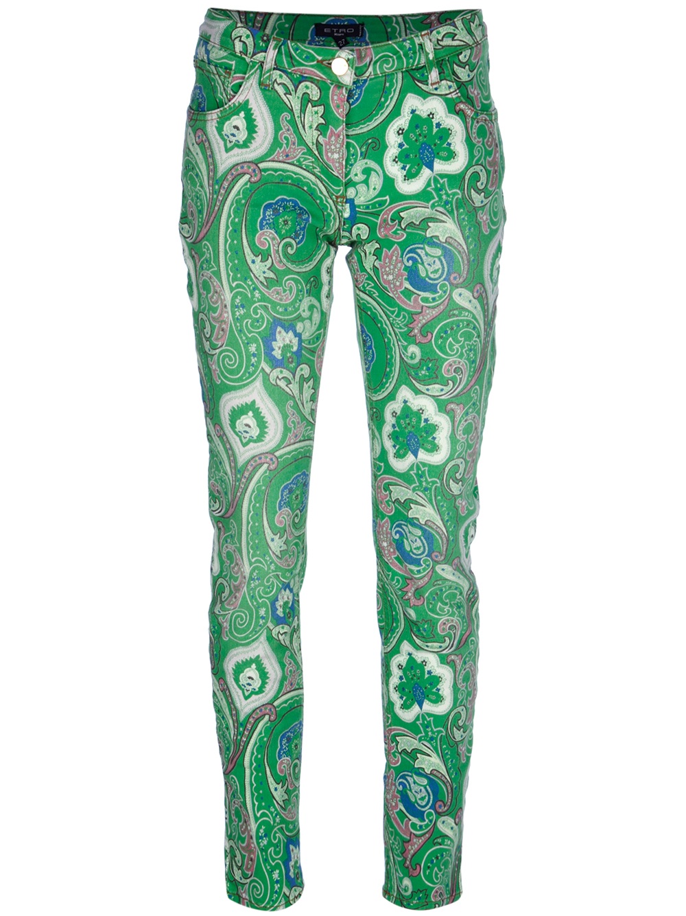 Etro Paisley Print Jean in Green | Lyst
