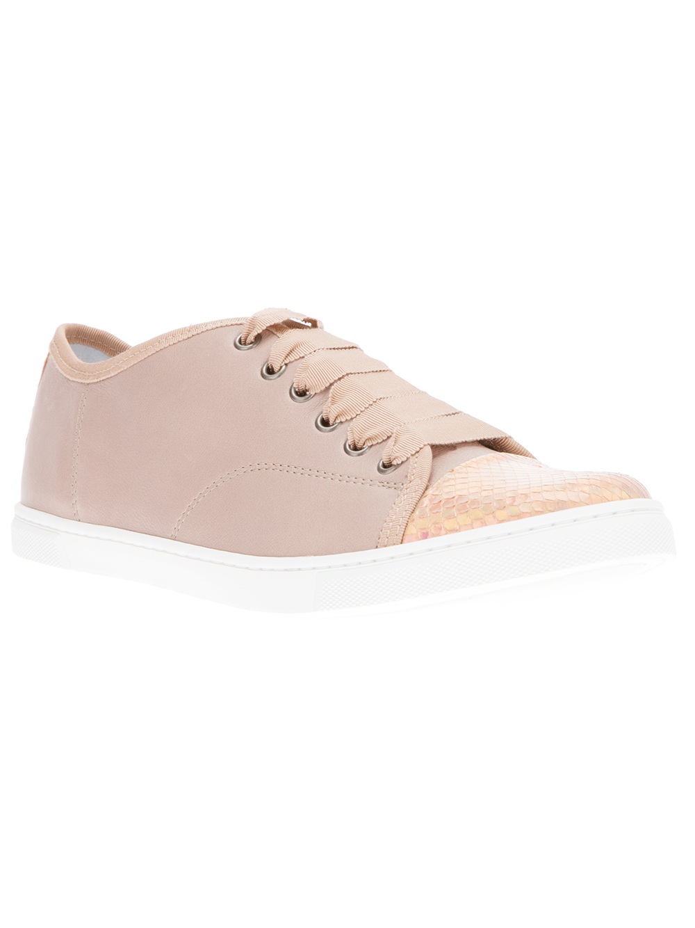 Lanvin Lace Up Trainer in Pink | Lyst