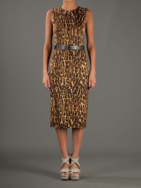 Michael Kors Leopard Print Dress in Brown (leopard) | Lyst