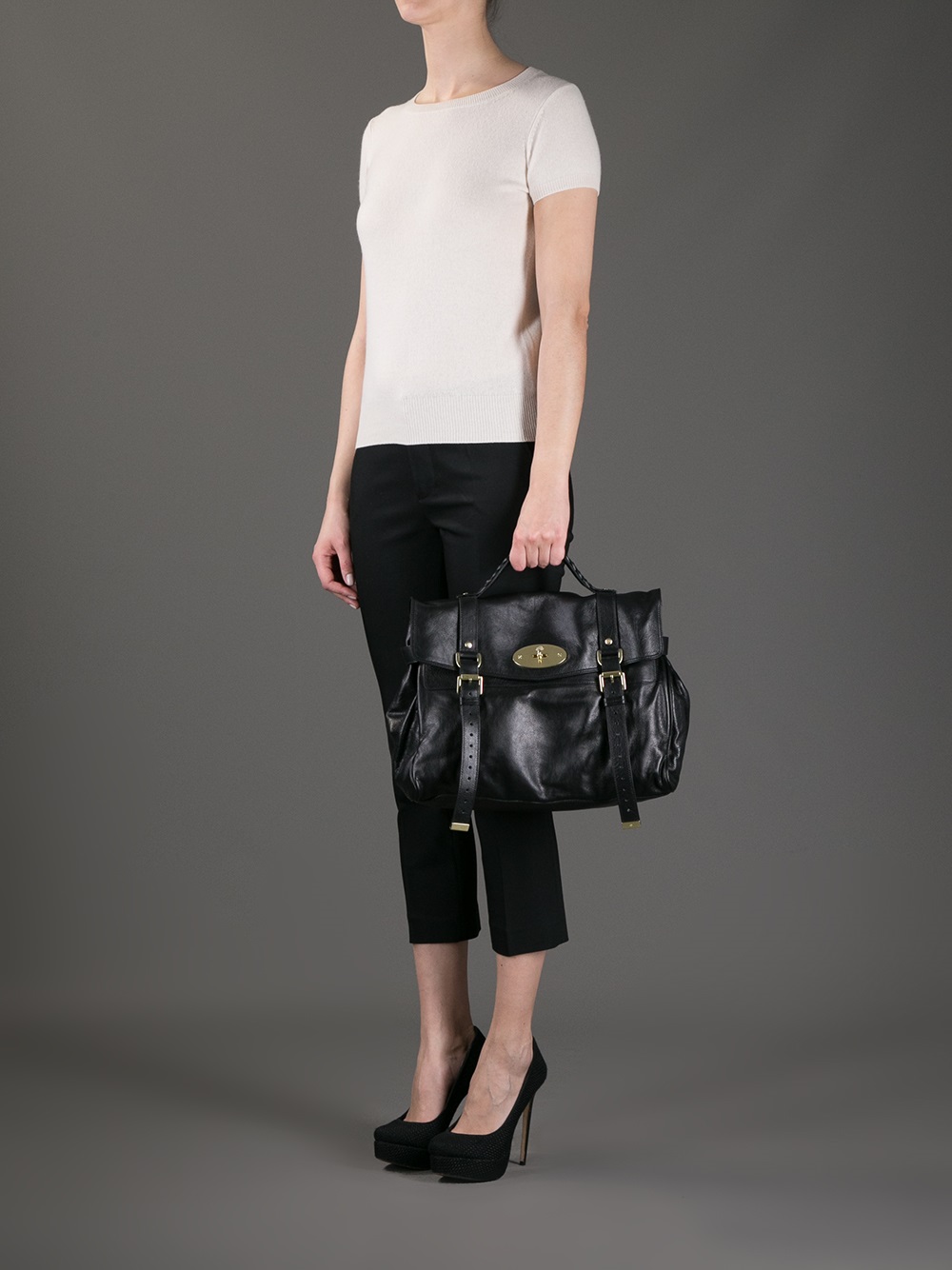 Lyst - Mulberry Oversize Alexa Tote in Black