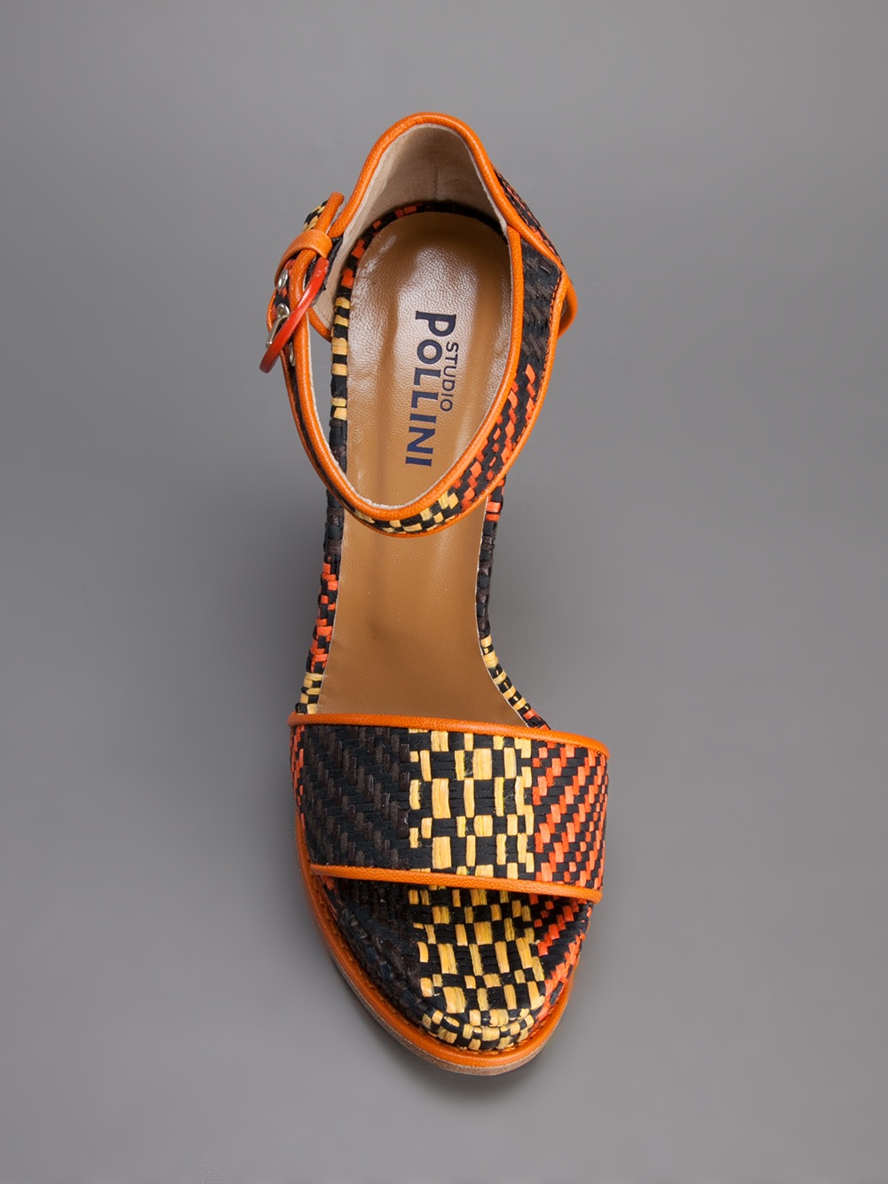 Studio pollini Ankle Strap Wedge Sandal in Orange | Lyst