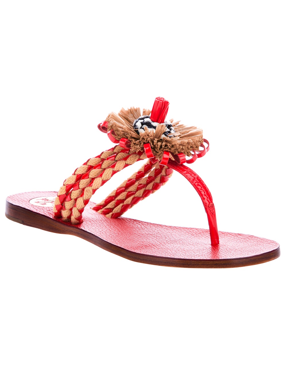 Tory Burch Flower Detail Sandal in Red - Lyst