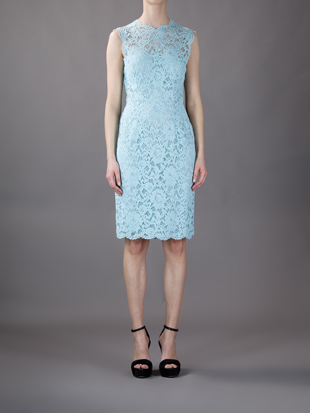 Lyst Valentino Lace Dress In Blue Gallery