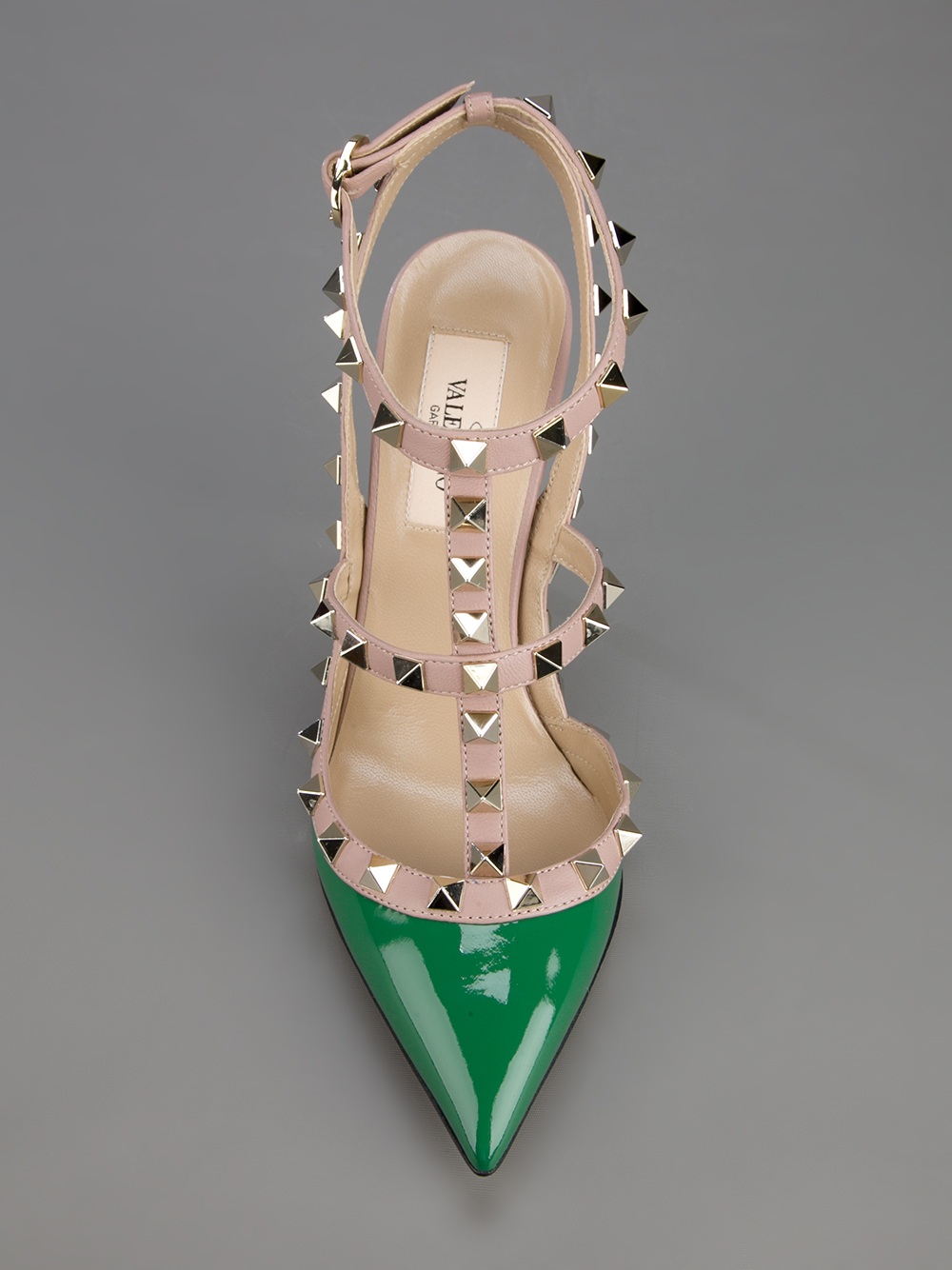 Valentino Studded Strappy Sandal in Green | Lyst