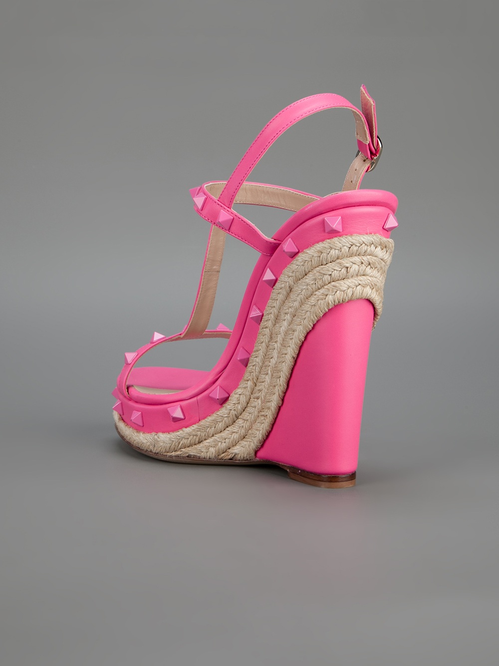 Valentino Studded Wedge Sandal in Pink - Lyst