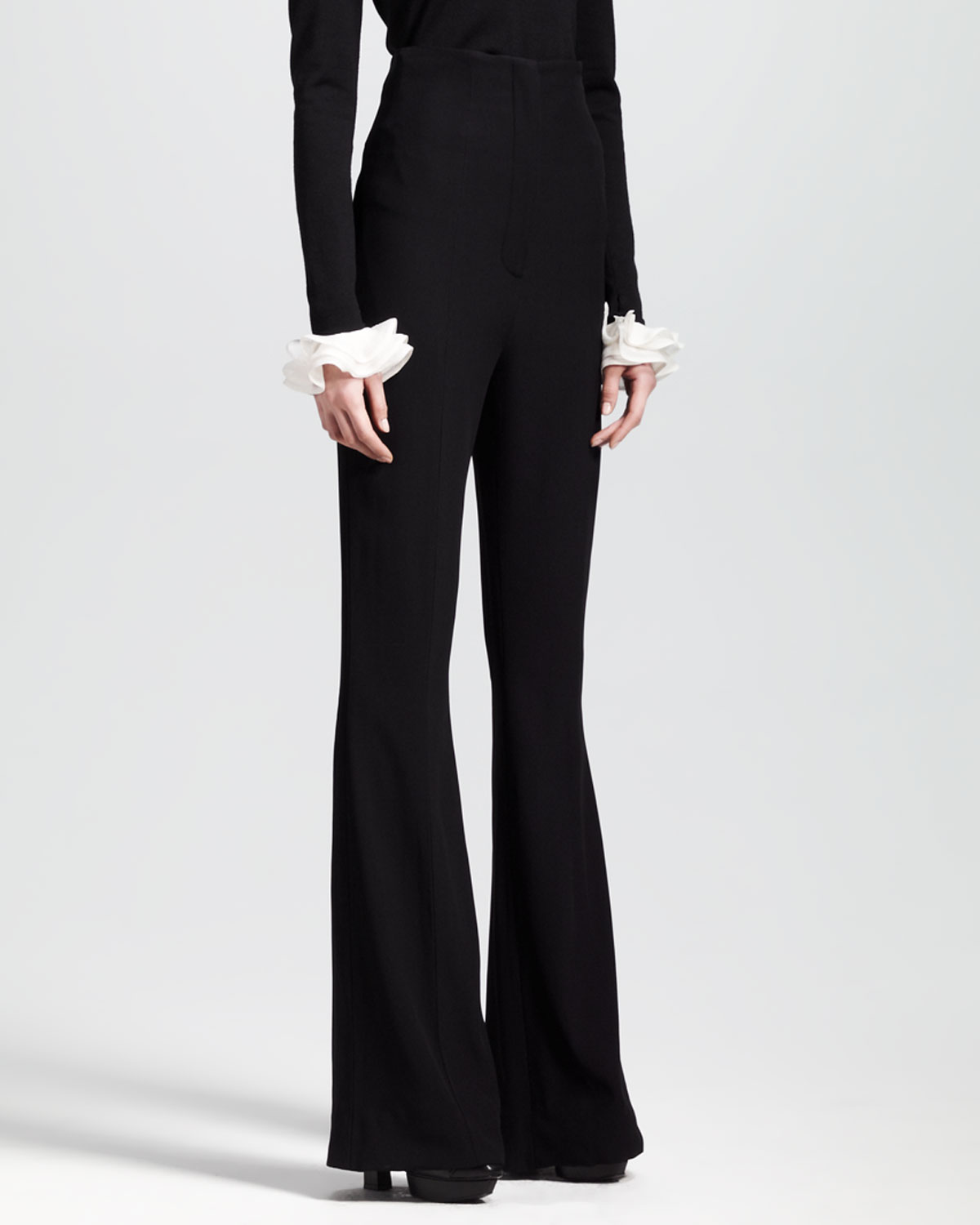 Alexander McQueen Womens High-waisted Bell-bottom Pants in Black - Lyst