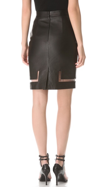 Lyst - Alexander Wang Leather Fishline Pencil Skirt in Black