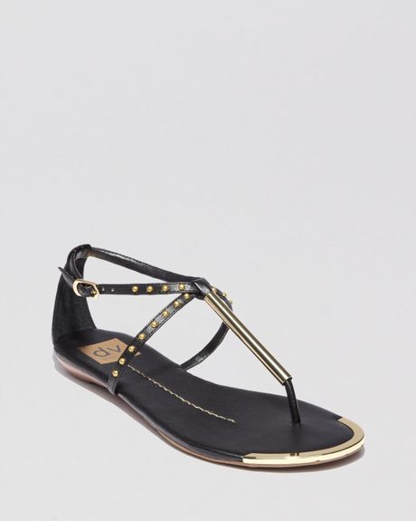 Dolce Vita Dv Flat Thong Sandals Apollo Studded in Gold (Black) | Lyst