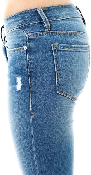 Frame Denim Le Skinny De Jeanne Distressed Midrise Jeans in Blue (LIGHT ...