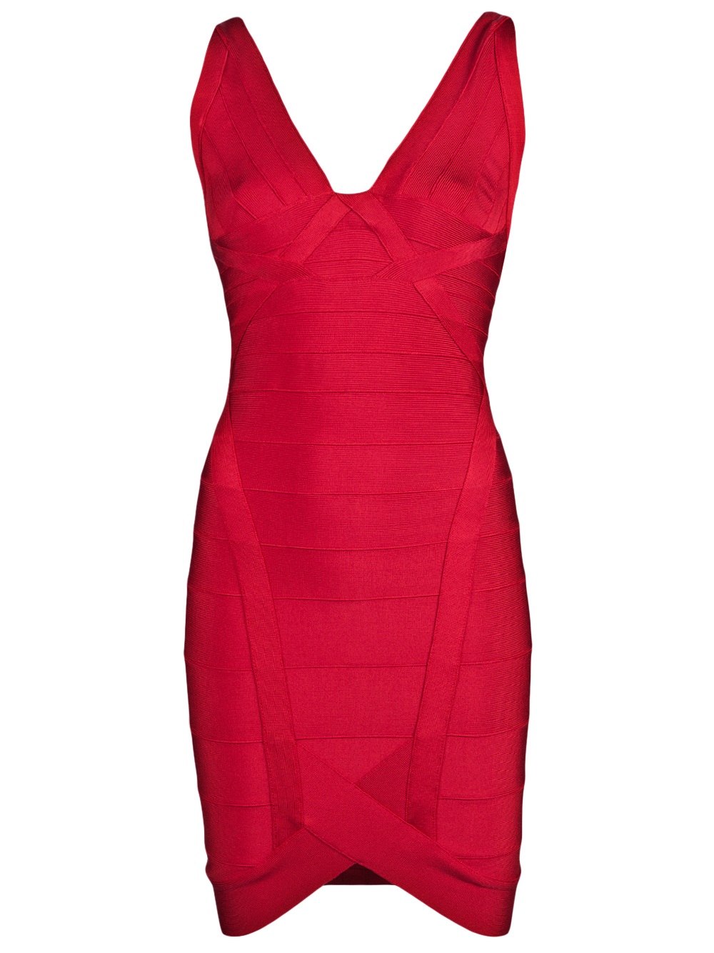 Lyst - Hervé Léger Ari Plunging Vneck Dress in Red
