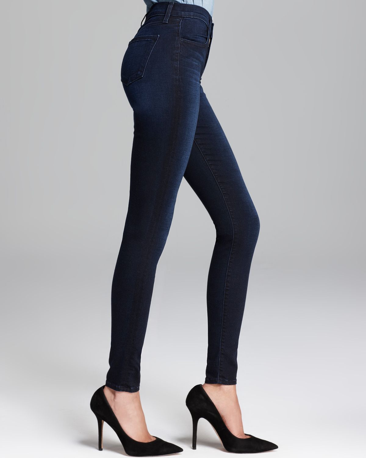 J Brand Jeans Luxe Sateen High Rise Maria Skinny in Atmosphere in Blue ...