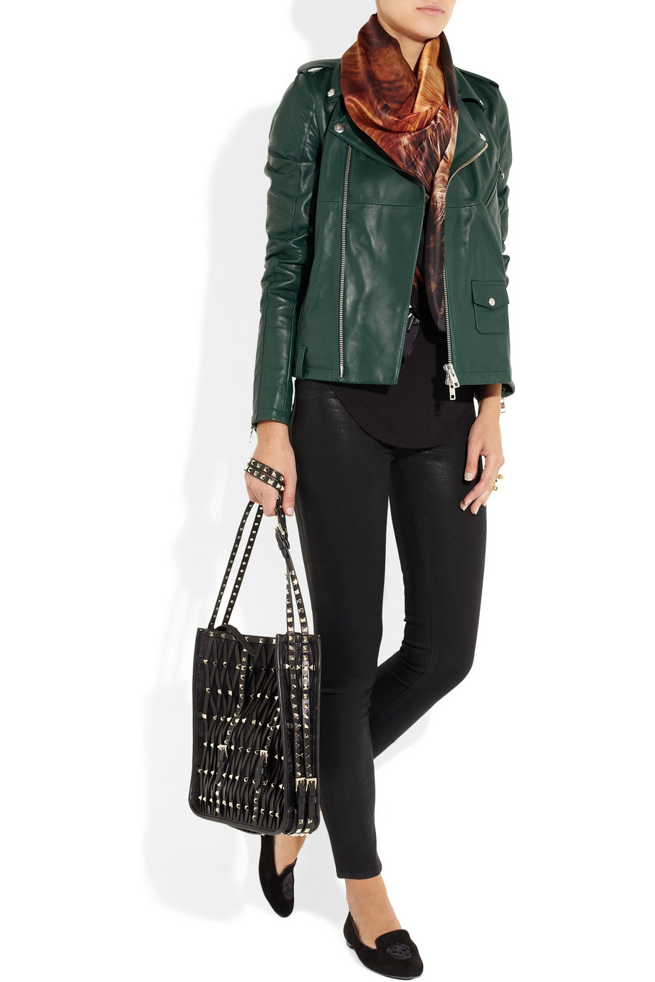 alexander mcqueen green leather jacket