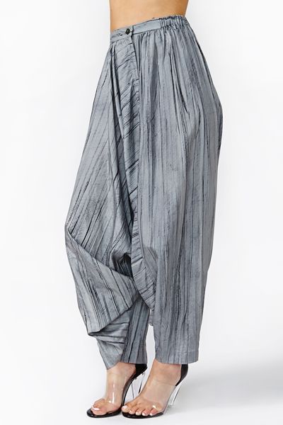 Nasty Gal Issey Miyake Silk Harem Pants in Gray (VINTAGE) | Lyst