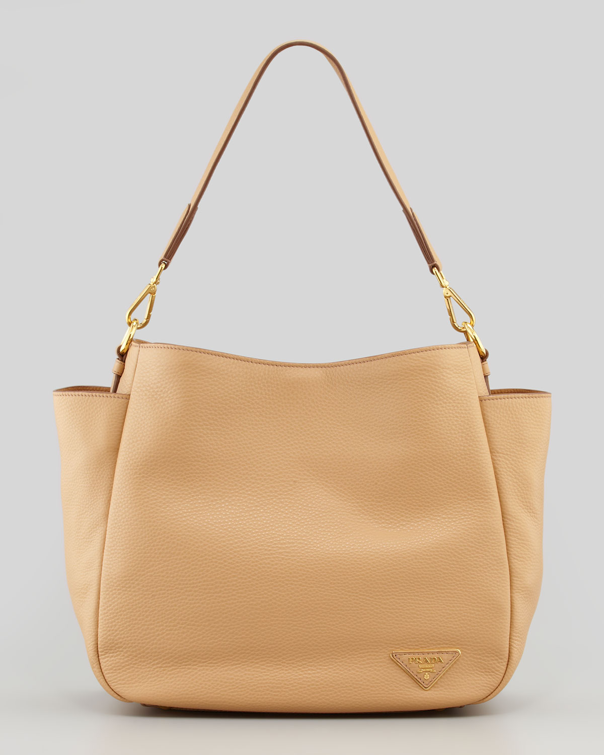 Prada Daino Doublepocket Hobo Bag in Beige | Lyst