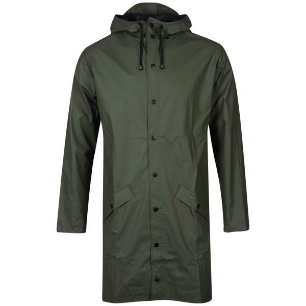 Rains Mens Long Hooded Rain Jacket with Poppers in Green for Men | Lyst