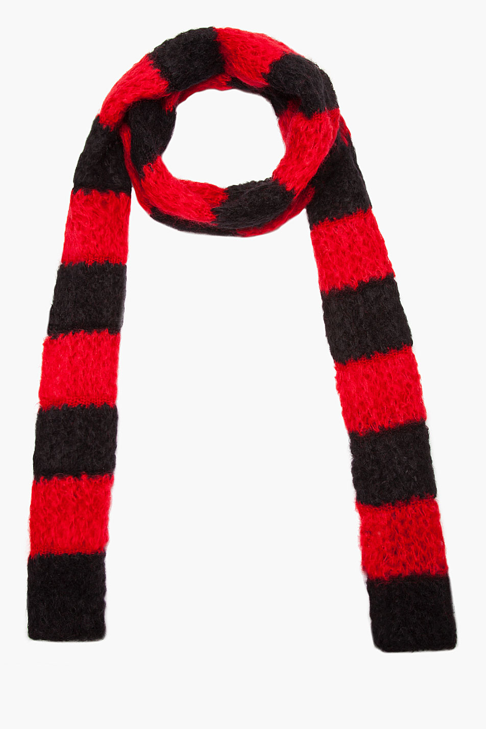 Lyst Saint Laurent Black and Red Striped Mohair Krueger Scarf in