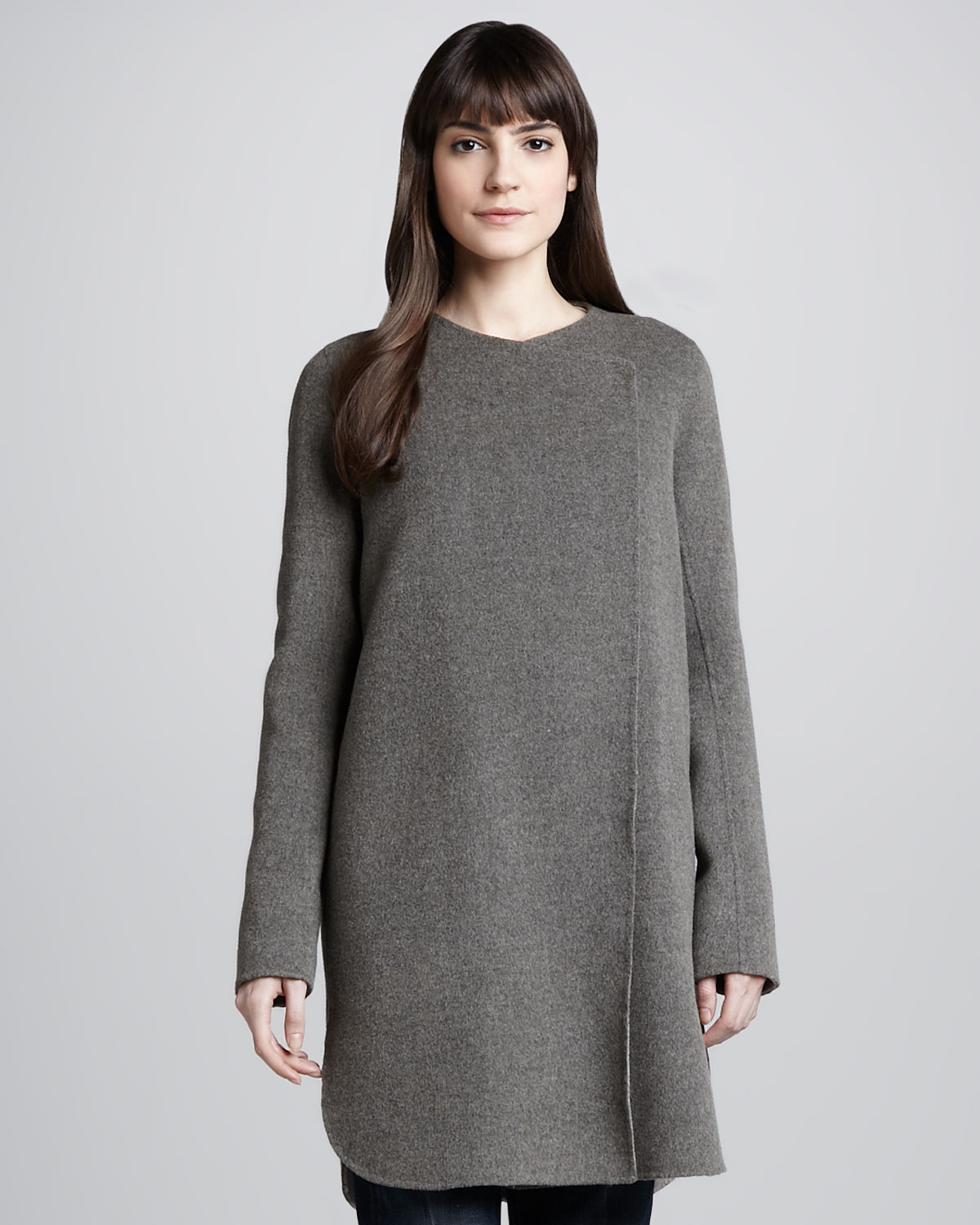 Lyst - Vince Womens Asymmetric Felt Coat in Gray