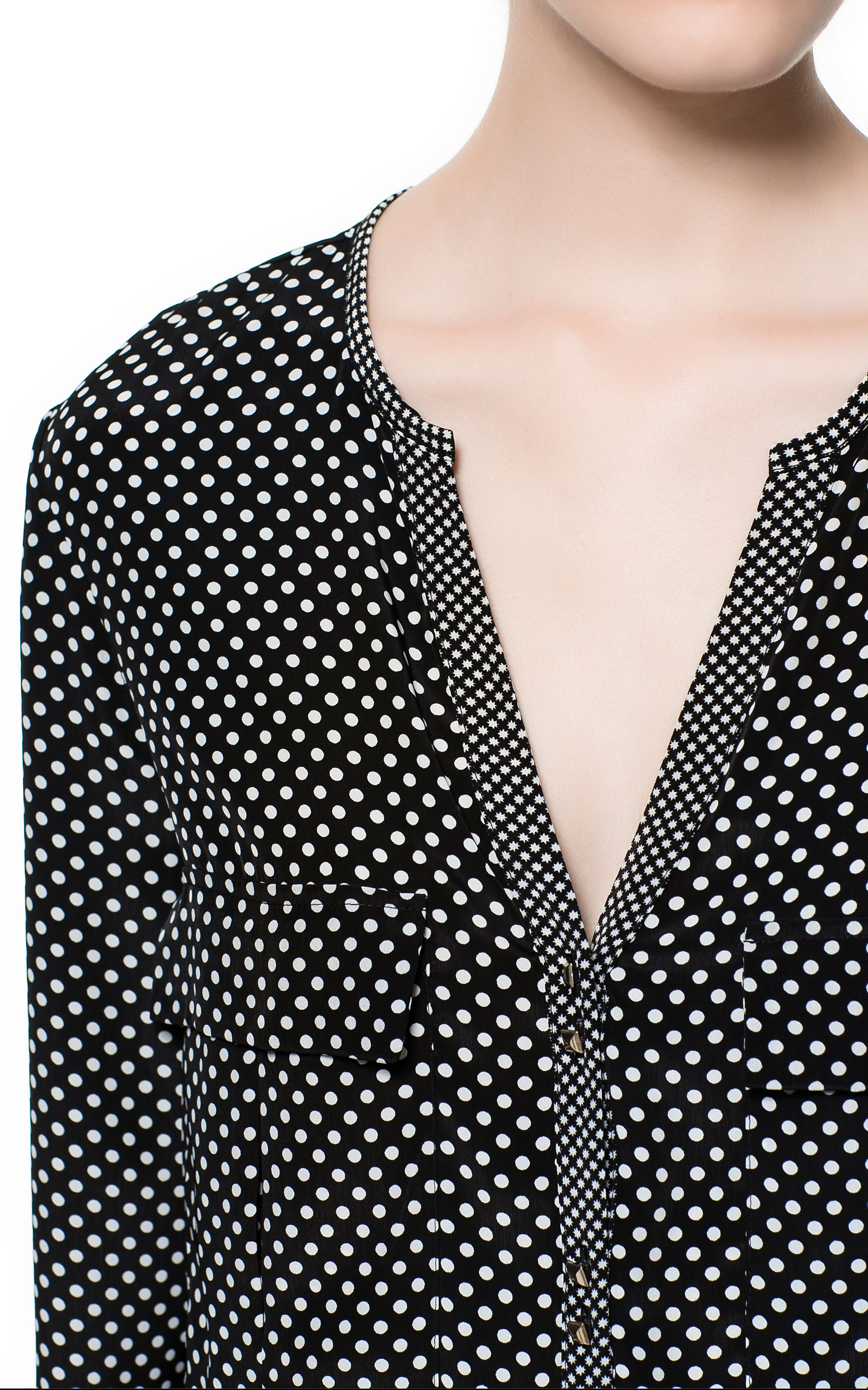 Zara Polka Dot Printed Blouse in Black Lyst