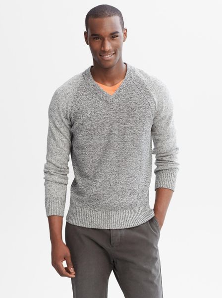 Banana Republic Heritage Reverse Jersey V- Neck Sweater in Gray for Men ...