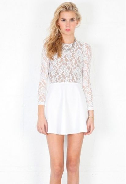 long sleeve white lace dress