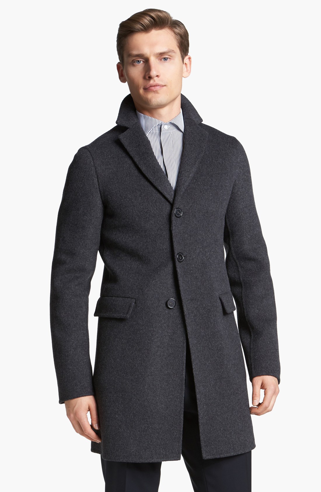 Jil Sander Three Button Wool Overcoat in Gray for Men (Dark Grey) | Lyst