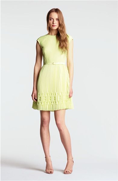 Ted Baker Pleated Fit Flare Dress Online Exclusive in Yellow (pale ...