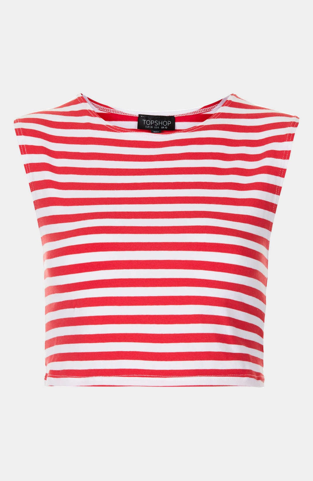 Topshop Stripe Crop Top in Red (Red/ White) | Lyst