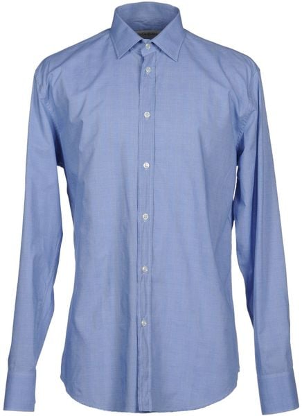 Yves Saint Laurent Rive Gauche Long Sleeve Shirts in Blue for Men | Lyst