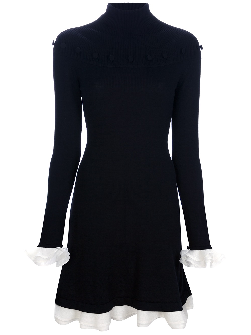 Lyst - Alexander Mcqueen Turtle Neck Jersey Dress in Black