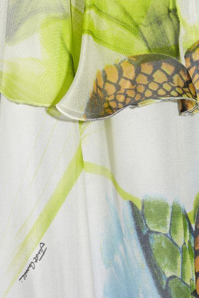 Just Cavalli Printed Silkgauze Maxi Dress in White (Leaf green) | Lyst