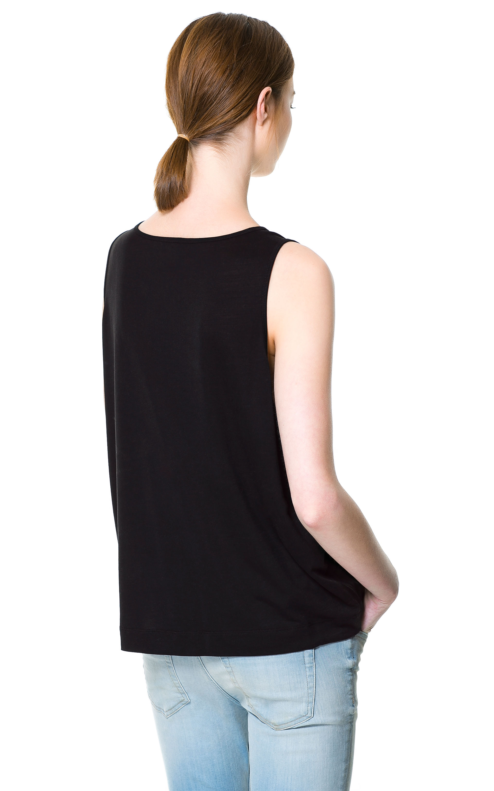Zara Tank Top with Wide Arm Holes in Black Lyst