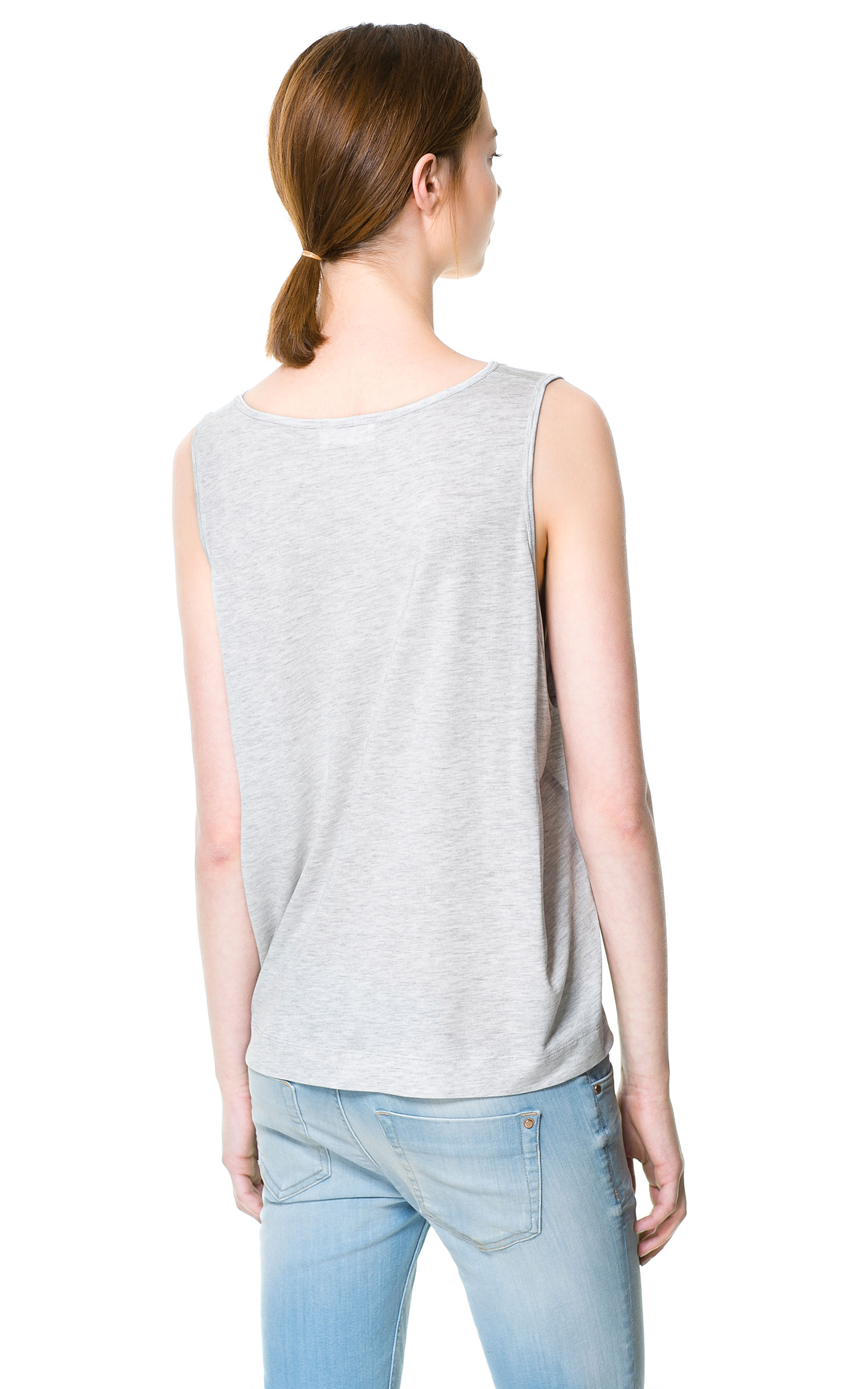Zara Tank Top with Wide Arm Holes in Gray Lyst