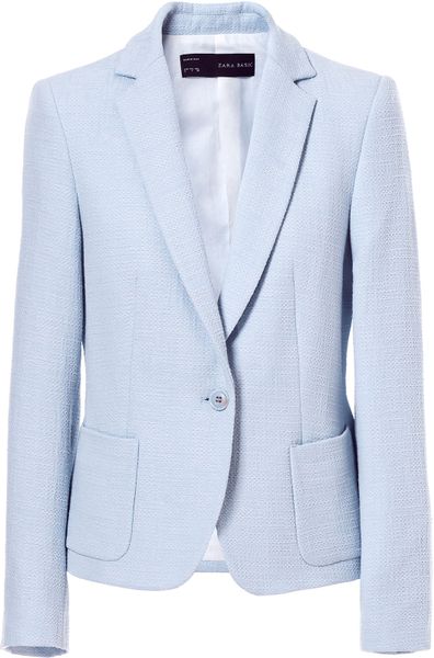 Zara Patch Pocket Blazer in Blue (pastel blue) | Lyst