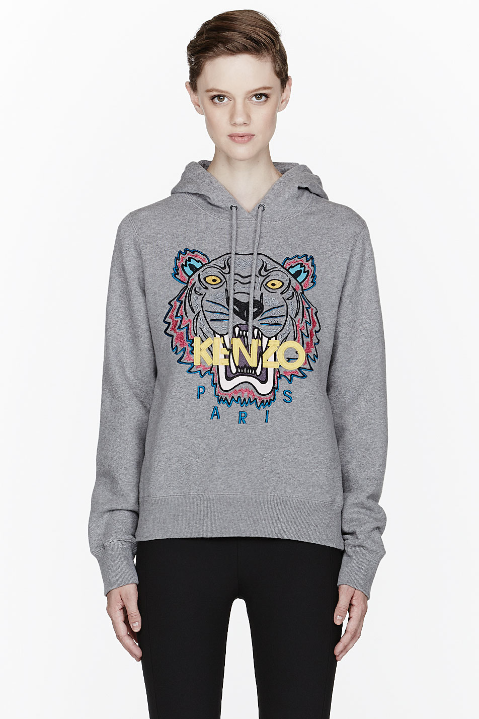 Lyst - Kenzo Grey Multicolor Embroidered Tiger Hoodie in Gray