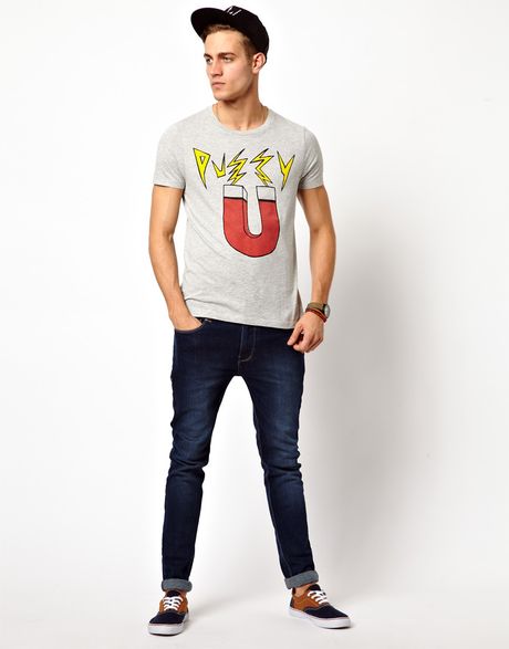 Asos Asos T-shirt with Pussy Magnet Print in Gray for Men (Greymarl)