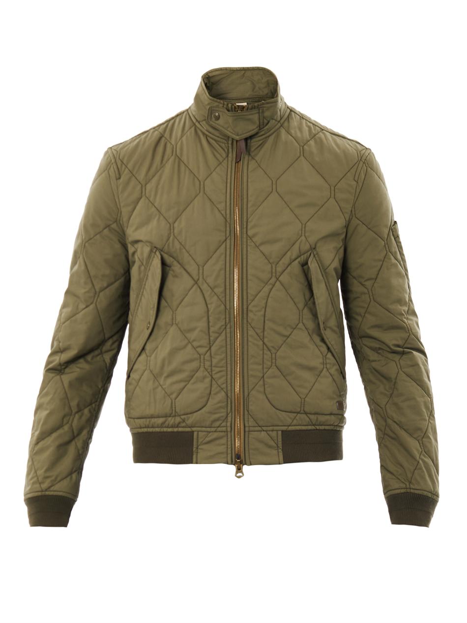 Burberry brit Quilted Bomber Jacket in Green for Men | Lyst