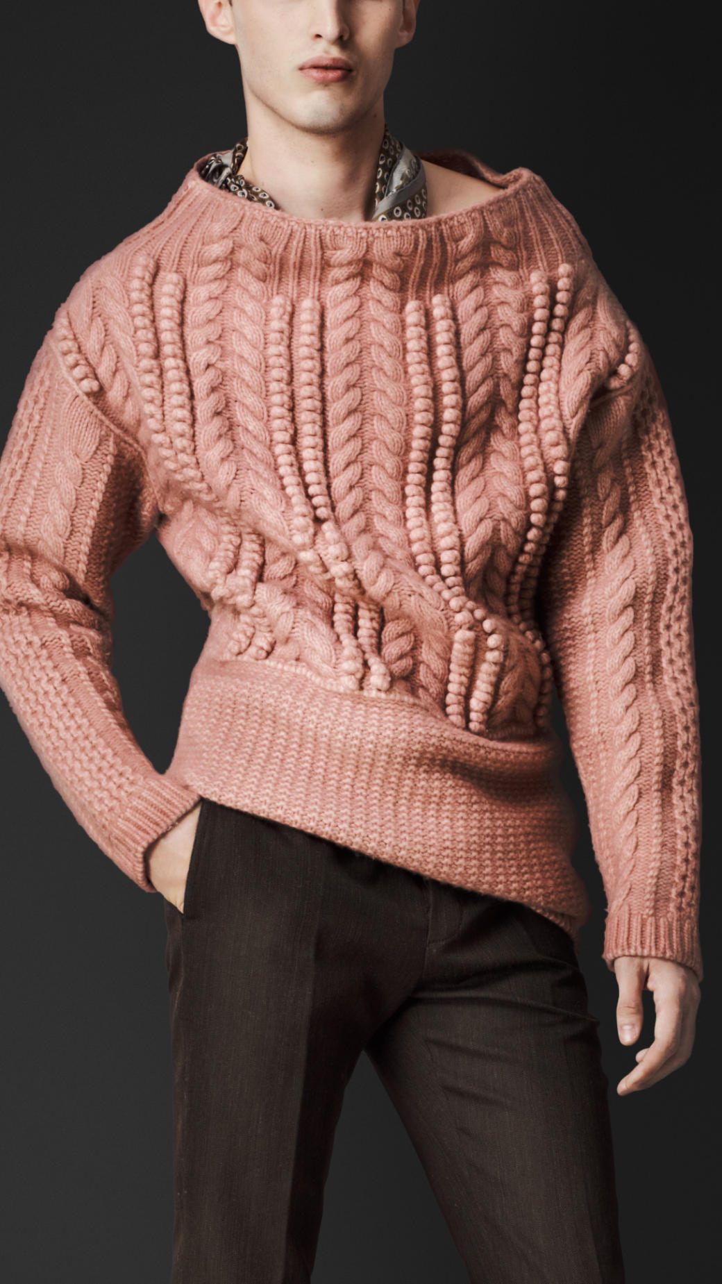 Lyst - Burberry Oversize Aran Knit Sweater in Pink