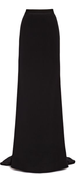 Carolina Herrera Silk Crepe Long Skirt in Black | Lyst