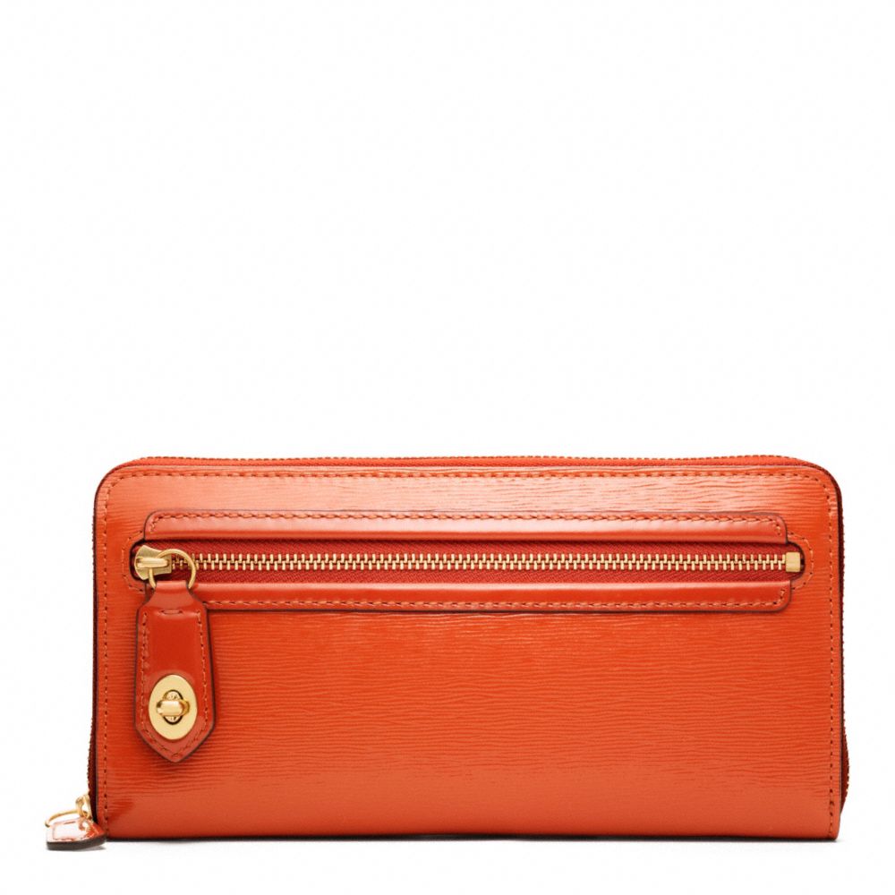 Coach Poppy Accordion Zip Wallet in Textured Patent Leather in Orange ...