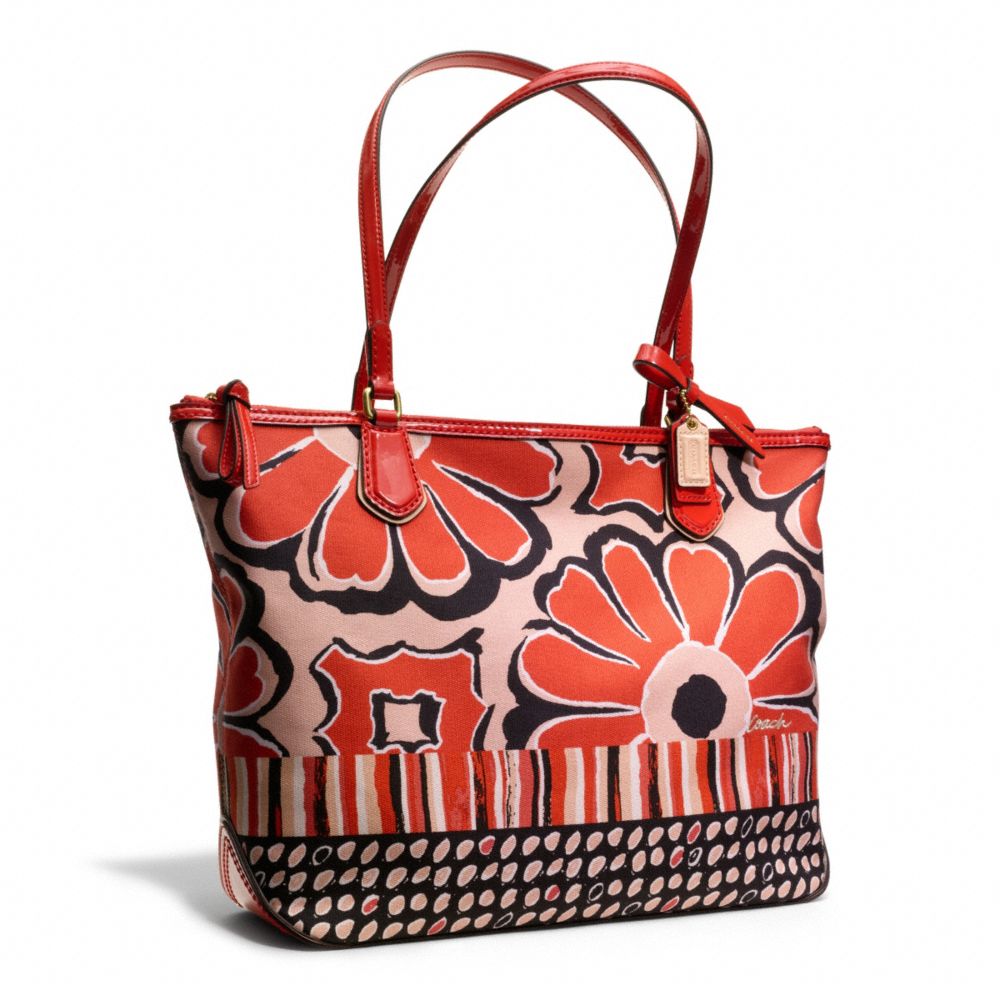 Lyst - Coach Poppy Small Tote in Floral Scarf Print Fabric in Red