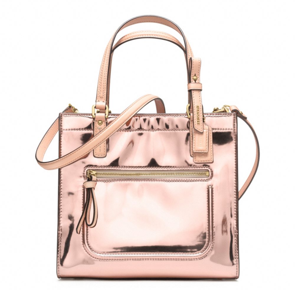 Lyst Coach Poppy Mini Box Tote In Mirror Metallic Leather Pink Gallery