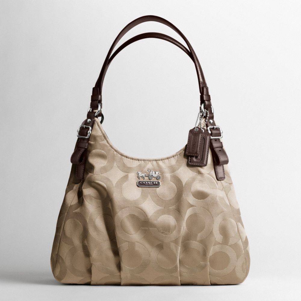 Lyst Coach Madison Op Art Sa Maggie Shoulder Bag In Natural Gallery Women S Coach Madison