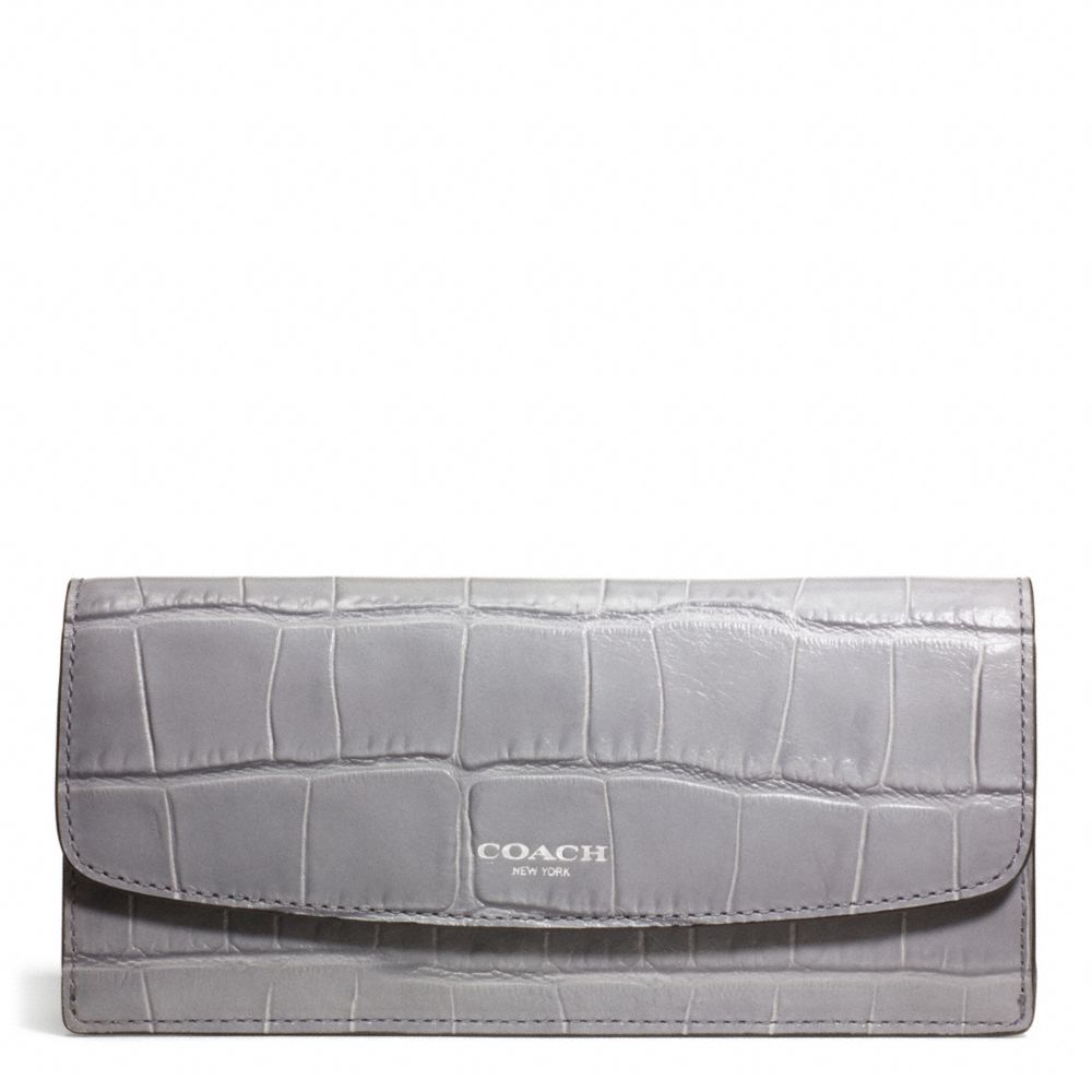 Coach Legacy Soft Wallet in Croc Embossed Leather in Gray | Lyst