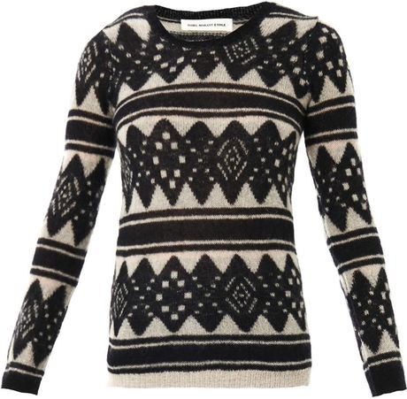 Etoile Isabel Marant Falk Intarsia Knit Sweater in Black | Lyst